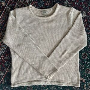 L.L. Bean Small Light Cream Scoopneck Knit Sweater